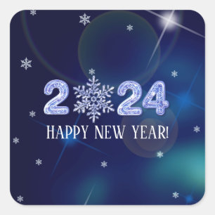 gott nytt år 2022. Snowflake-design Gift Fyrkantigt Klistermärke