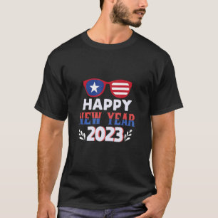 Gott nytt år 2023 Amerikanska solglasögon för flag T Shirt