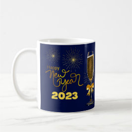 GOTT NYTT ÅR 2023 , Decorating blue and guld , Kaffemugg