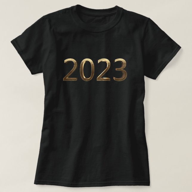 Gott nytt år 2023 Elegant Faux Golden Numbers T Shirt (Design framsida)