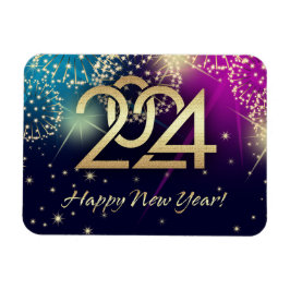 Gott nytt år 2023. Fireworks och Guld Numbers Magnet
