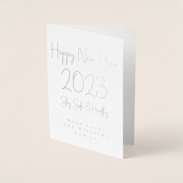 Gott nytt år 2023 Håll dig Säker och frisk Folierat Kort (Framsida)