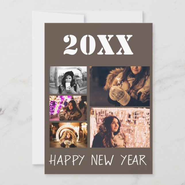 Gott Nytt År 2023 Hälsningar 5 Foto Collage Julkort (Framsida)