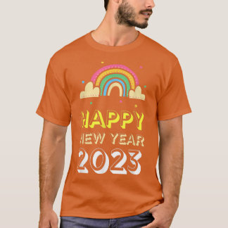 Gott nytt år 2023 Regnbågsklouder Funny T Shirt