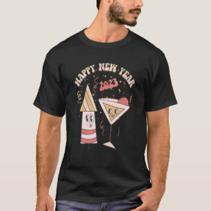Gott nytt år 2023 Retro Groovy Hej 2023 NYE P T Shirt