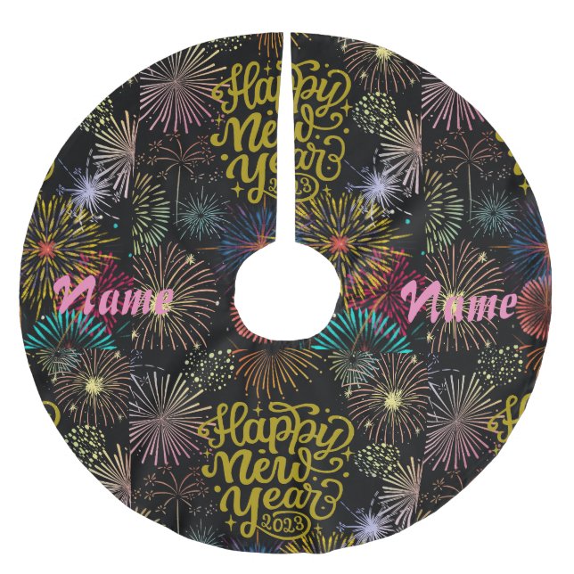 Gott nytt år 2023 Thunder_Cove Julgransmatta Borstad Polyester (Framsidan)