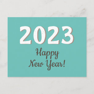 Gott nytt år 2023 typografi Turkos Vykort