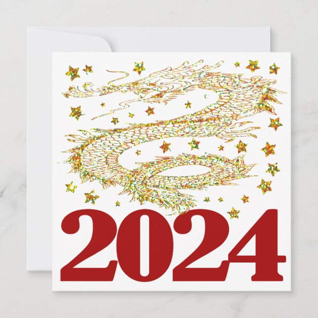 Gott nytt år 2024-2024 fullt bra sak. julkort (Framsida)