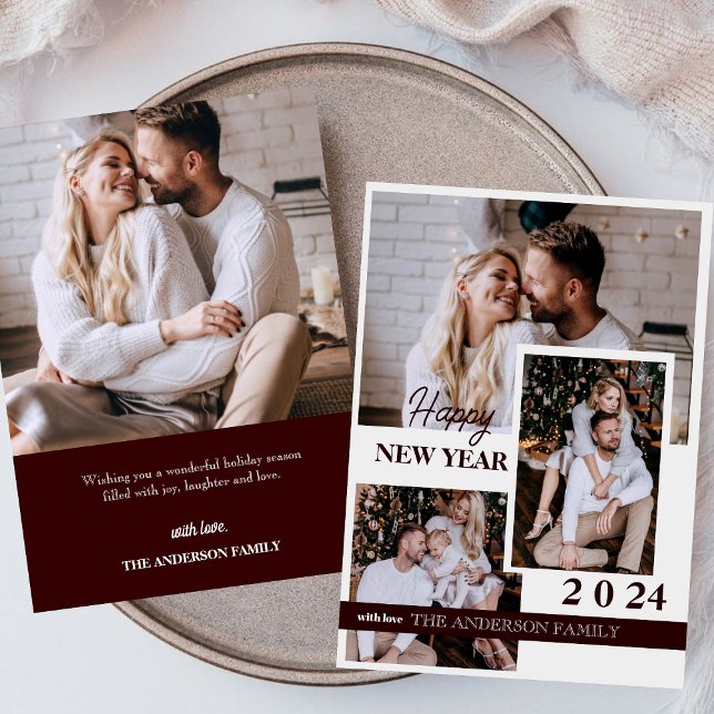 Gott nytt år 2024 | 4 fotokort Helgdag Inbjudningar (Skapare uppladdad)
