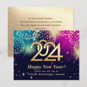 Gott nytt år 2024. Anpassningsbar Corporate Card Vykort