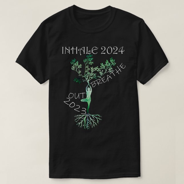Gott nytt år 2024 Breathe Out 2023 Inhale 2024 T Shirt (Design framsida)