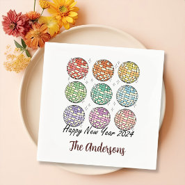 Gott nytt år 2024: Disco Boll - nytt år Pappersservett