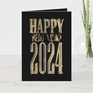 Gott nytt år 2024 Elegant guldskrift Helgkort