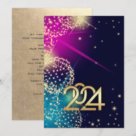 Gott nytt år 2024. Fireworks Anpassningsbar Card Inbjudningar