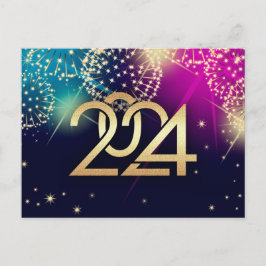 Gott nytt år 2024. Fireworks Vykort