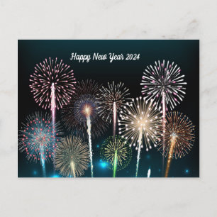 Gott nytt år 2024 Fireworks-vykort Vykort