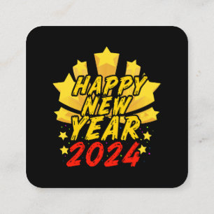 Gott nytt år 2024 fyrkantigt visitkort