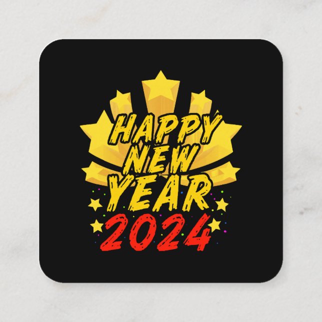Gott nytt år 2024  fyrkantigt visitkort (Baksida)