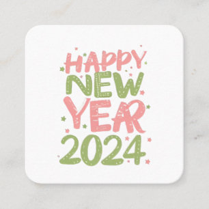 Gott nytt år 2024 fyrkantigt visitkort