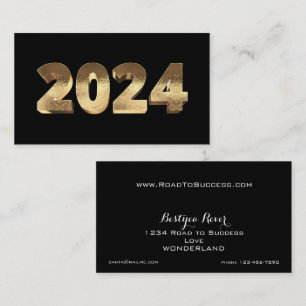 Gott nytt år 2024 Golden Black White Guld Visitkort