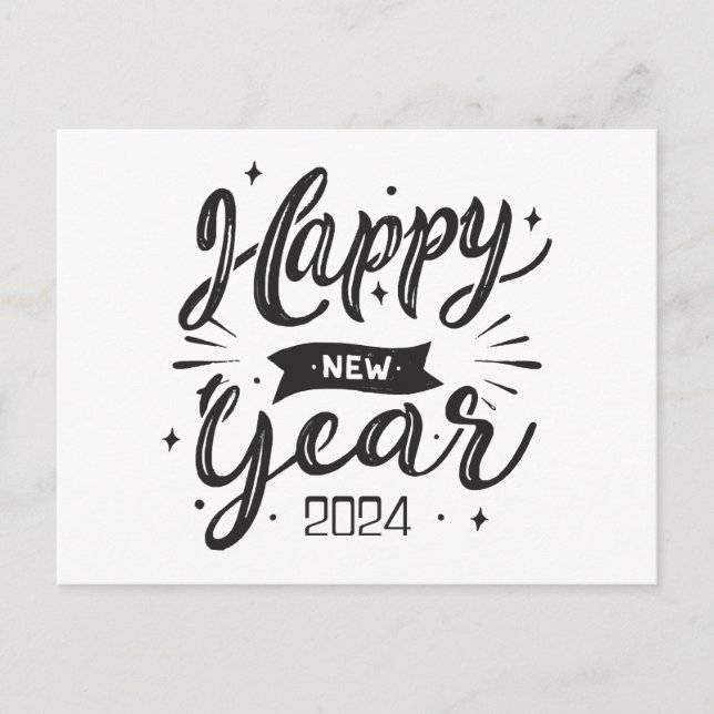 Gott nytt år 2024 helg vykort (Framsida)