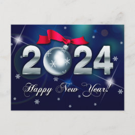 Gott nytt år 2024. Jul Bauble Helgdag Vykort