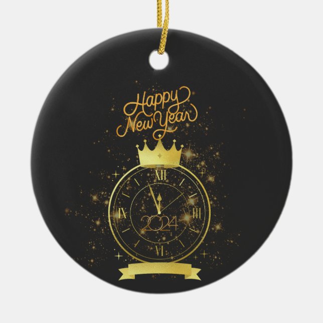 Gott nytt år 2024 julgransprydnad keramik (Framsidan)