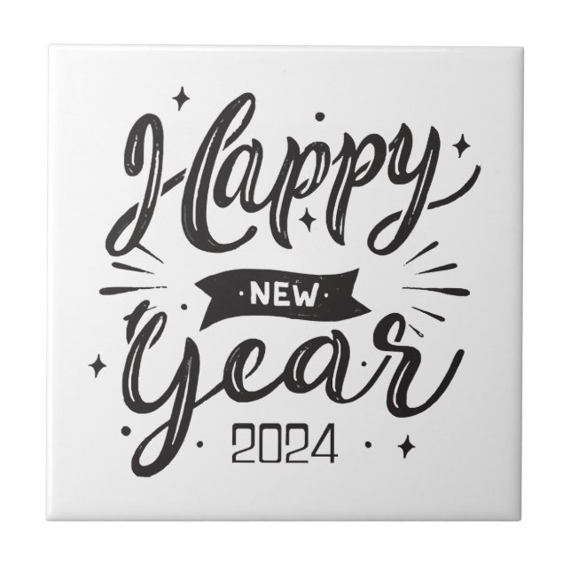 Gott nytt år 2024 kakelplatta (Framsidan)