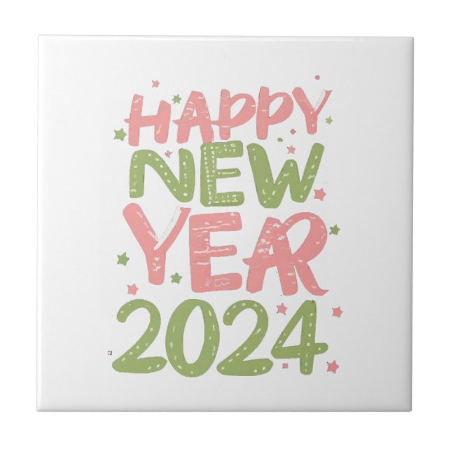 Gott nytt år 2024 kakelplatta (Framsidan)