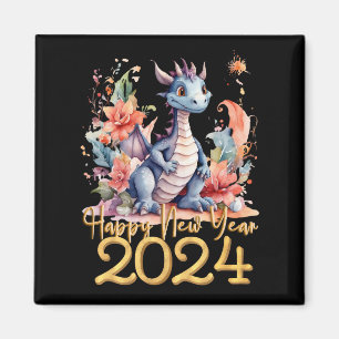Gott nytt år 2024 Kinesiska draken Vatten Färg Magnet