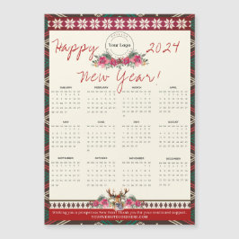 Gott nytt år 2024 Magnetic Calendar Anpassningsbar