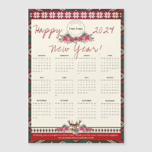 Gott nytt år 2024 Magnetic Calendar Anpassningsbar