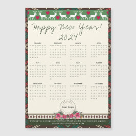 Gott nytt år 2024 Magnetic Calendar Anpassningsbar