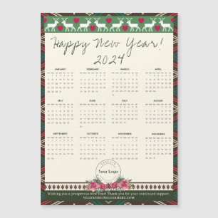 Gott nytt år 2024 Magnetic Calendar Anpassningsbar