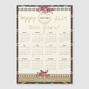 Gott nytt år 2024 Magnetic Calendar Anpassningsbar