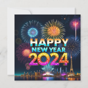 Gott nytt år 2024 platt kort