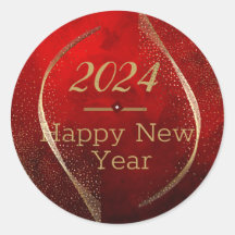 Gott nytt år 2024 Red guld Sticker