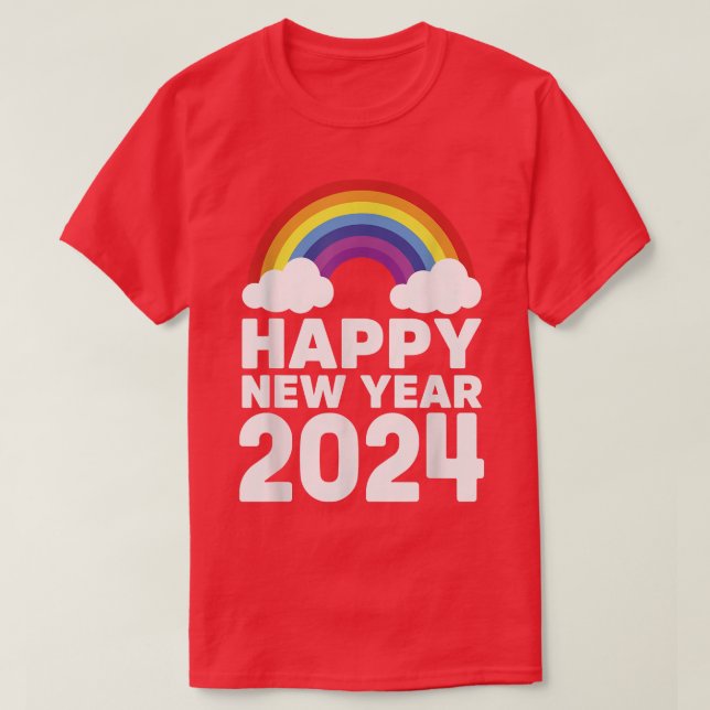 Gott nytt år 2024 Regnbågsklumpar Kinesiska Lunar  T Shirt (Design framsida)