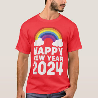 Gott nytt år 2024 Regnbågsklumpar Kinesiska Lunar T Shirt