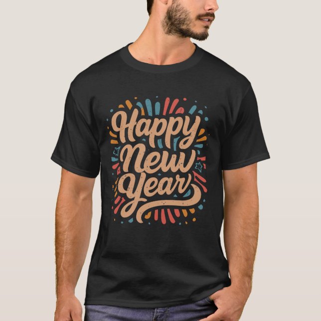 Gott nytt år 2024 Retro-typografi T Shirt (Framsida)