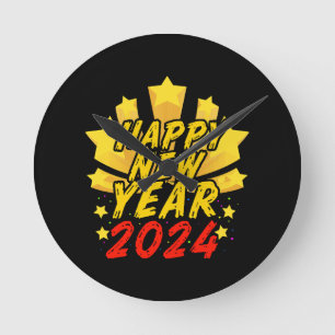 Gott nytt år 2024 rund klocka