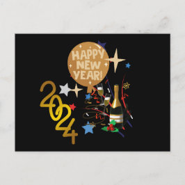 Gott nytt år 2024 vykort