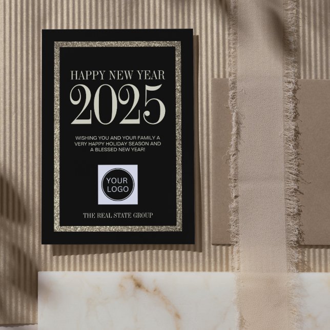 Gott nytt år 2025 Business Logotyp Simple Julkort (Skapare uppladdad)