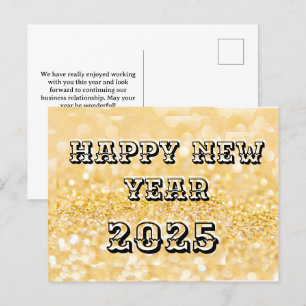 Gott nytt år 2025 Chic Anpassningsbar Guld Busines Helg Vykort