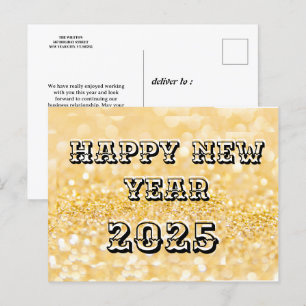 Gott nytt år 2025 Chic Anpassningsbar Guld Busines Helg Vykort