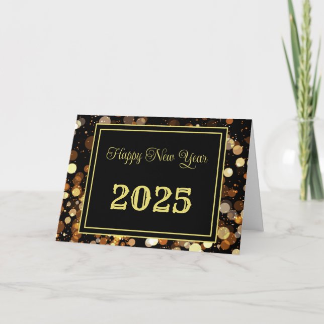 Gott nytt år 2025 Chic Custom Guld Affärer Helgkort (Framsida)