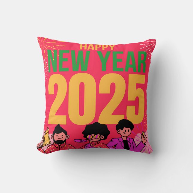 Gott nytt år 2025 Dekorativ kudde (Framsida)