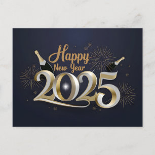 Gott nytt år 2025: Eleganten Firande Helg Vykort