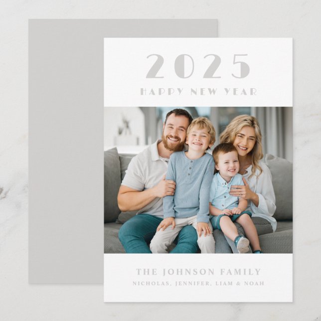 Gott nytt år 2025 familjefoto julkort (Fram/baksida)