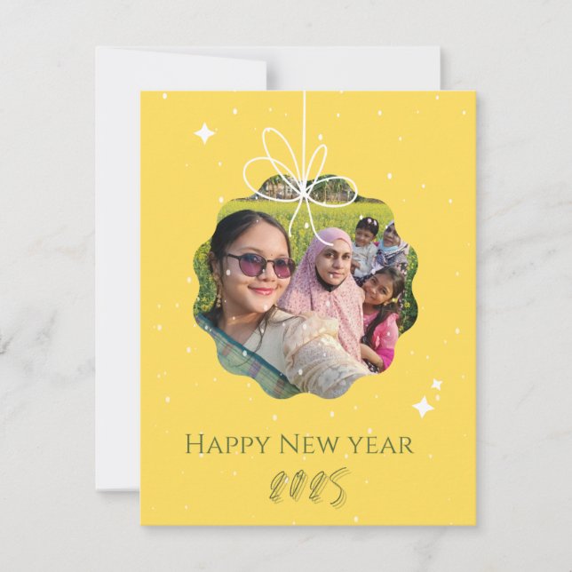 Gott nytt år 2025 Familjehälsning Julkort (Framsida)